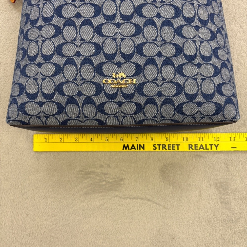 Coach Bag Blue Signature Denim Jacquard Shoulder Luxury CY702 - Picture 9 of 10
